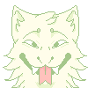 a pixelart drawing of a grinning white wolf