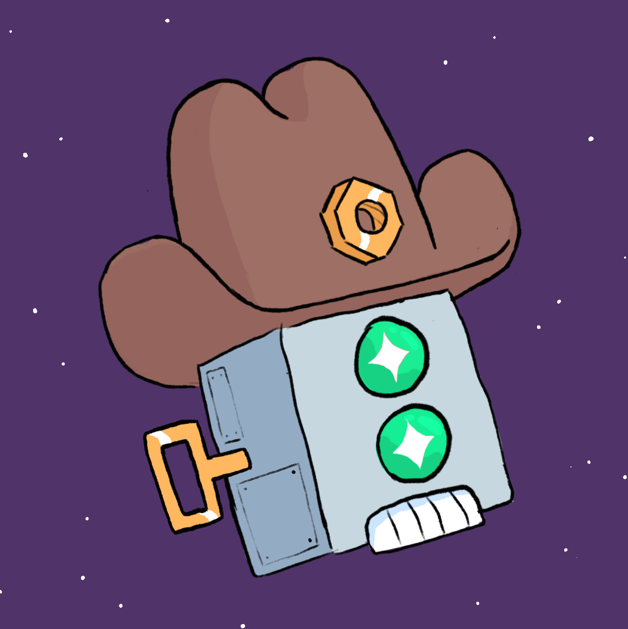 an image of a robot wearing a cowboy hat