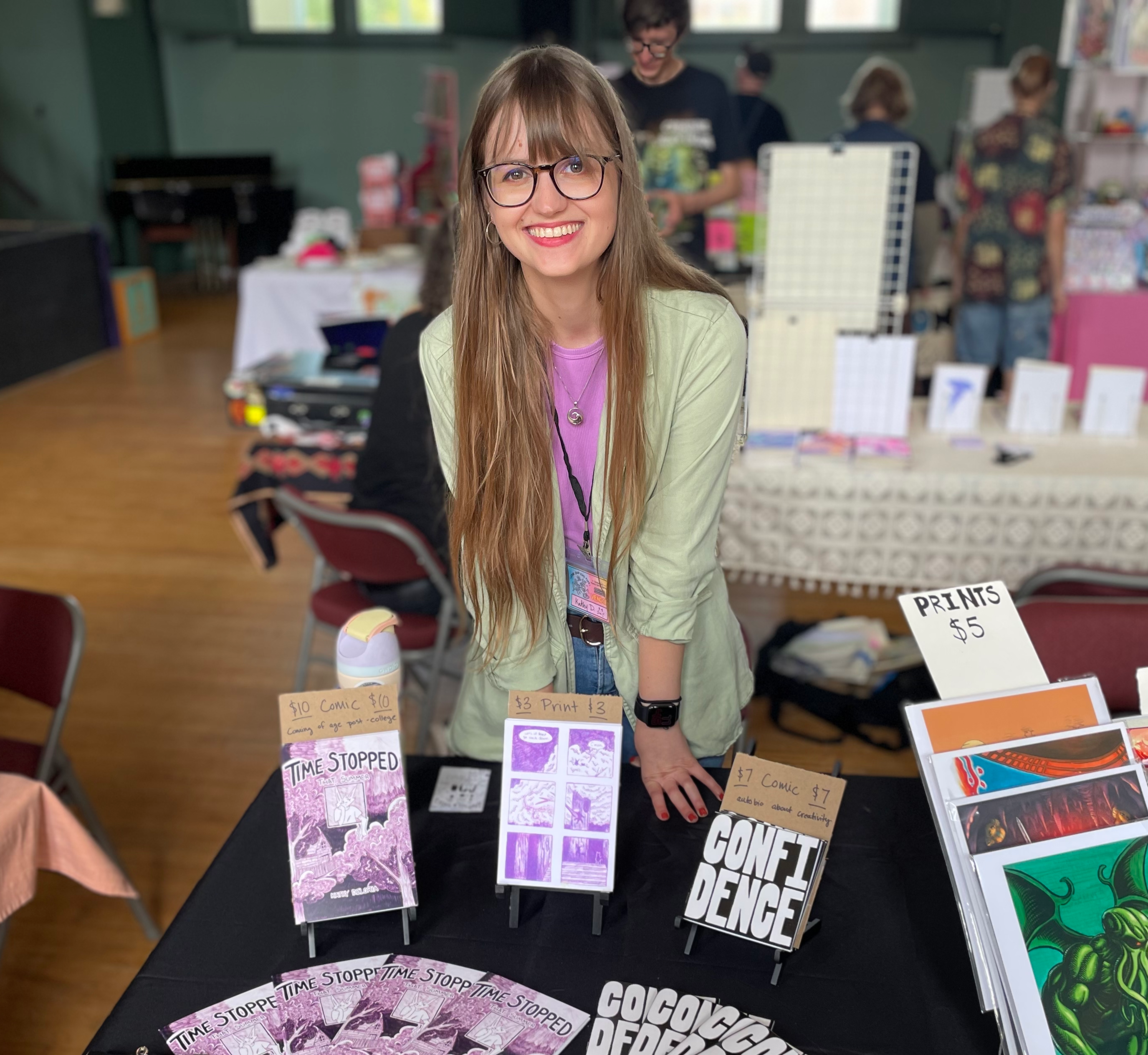 A photo of Kathy tabling